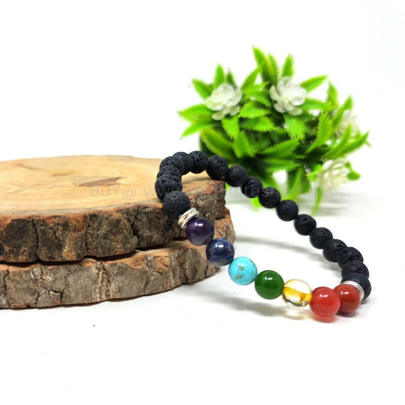 Chakra Lava Diffuser Bracelet (Certified) - Crystals Store