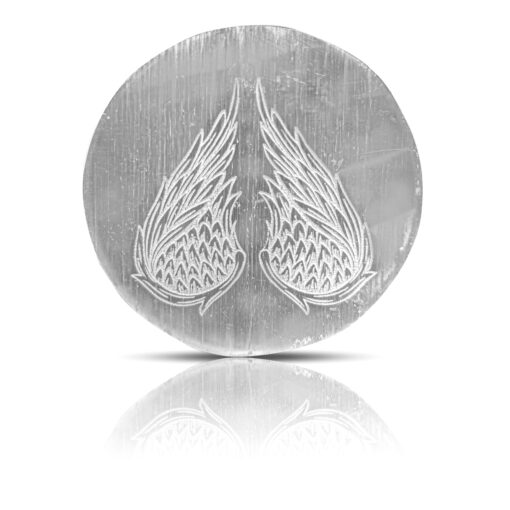 Selenite Angel Wings Engraved Plate