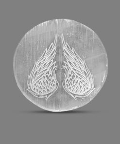 Selenite Angel Wings Engraved Plate