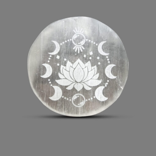 Selenite Lotus Triple Moon Charging Plate